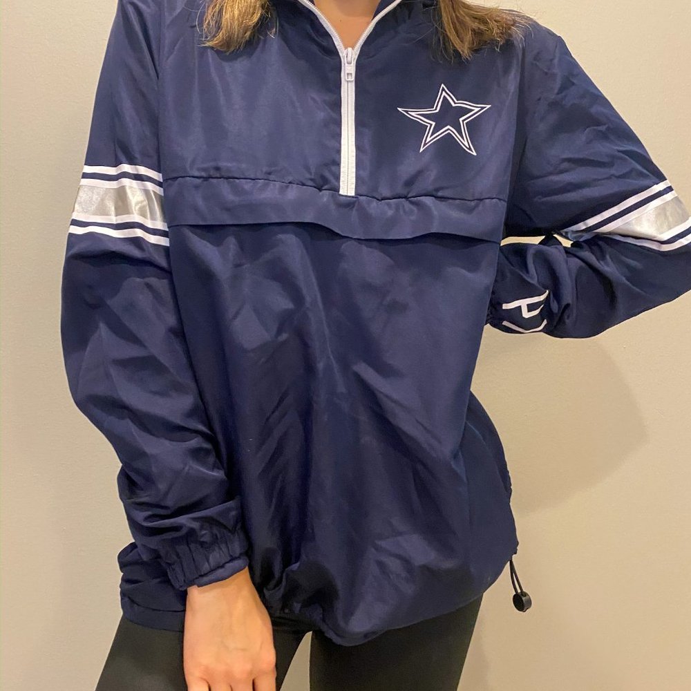 Dallas Cowboys windbreaker hoodie with a half zip